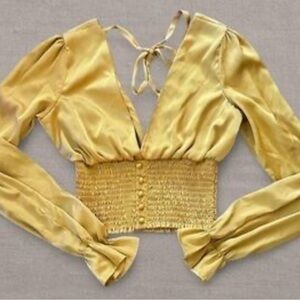 Gold Satin Crop Blouse